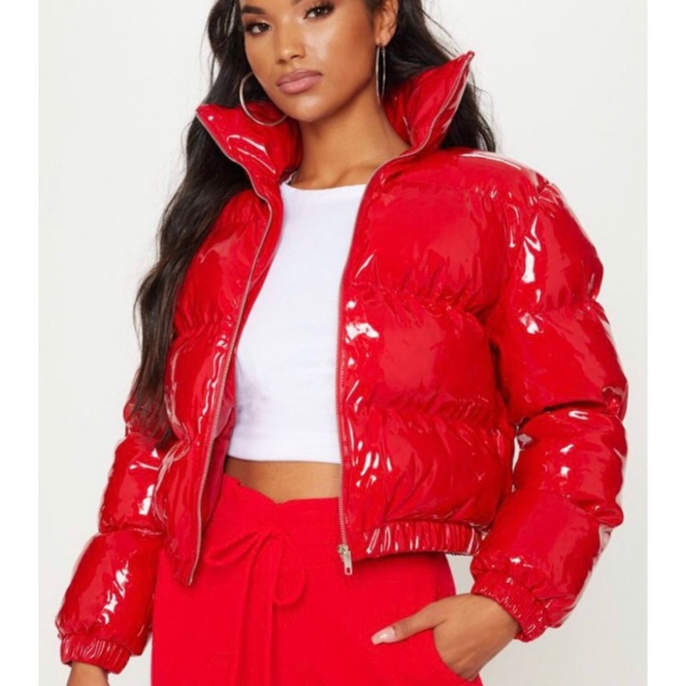Pretty little thing vinyl puffer jacket